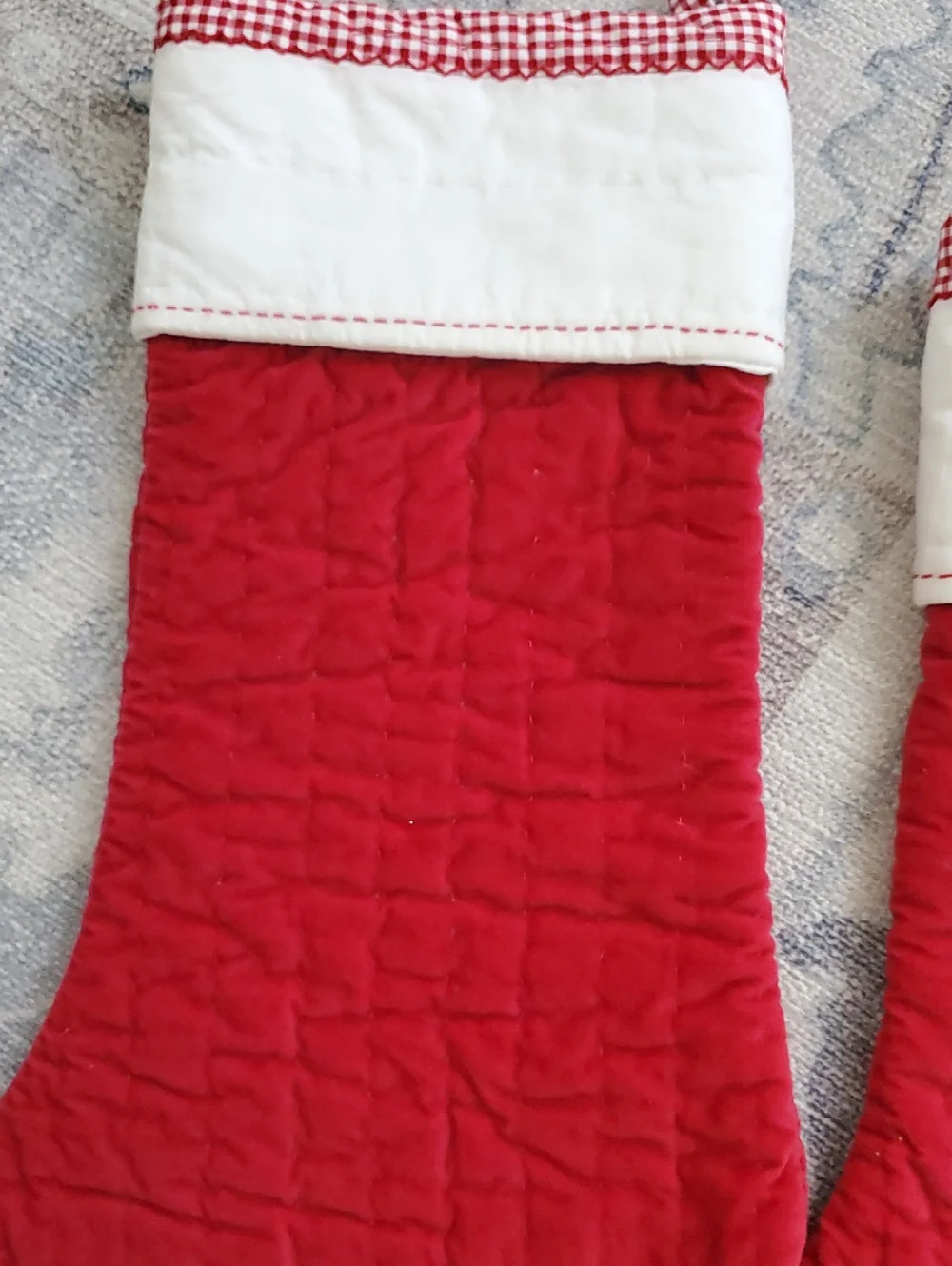 Pottery Barn Kids Set Of 2 Red Velvet Quilted Stockings 100% Cotton 20